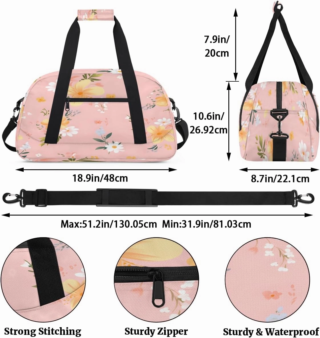 Plants Flowers Kids Overnighter Duffel Bags for Boys, Carry-On Size Sports Gym Bag with Front Zipper Pocket for School Practice or Overnight Travel Weekender Sleepover Tote Bag