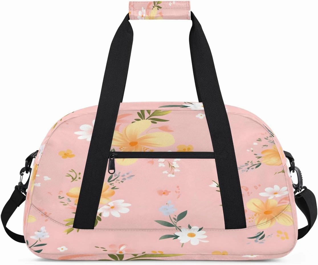Plants Flowers Kids Overnighter Duffel Bags for Boys, Carry-On Size Sports Gym Bag with Front Zipper Pocket for School Practice or Overnight Travel Weekender Sleepover Tote Bag