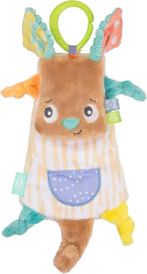 Playgro Fauna Friends Kangaroo Comforter - Stuffed Animal Toy with Stroller & Car Seat Clip - Soothing Sensory Play with Engaging Textures for Newborns and Infants - Ideal Newborn Stuffed Animal Toy