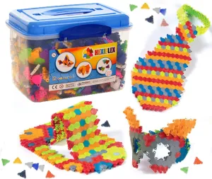 Playlearn Hexiflex Interlocking Toys - 1250 Pieces - Tangram Puzzles for Kids - Flexible Hexi Snaps – Stem Toy for All Ages