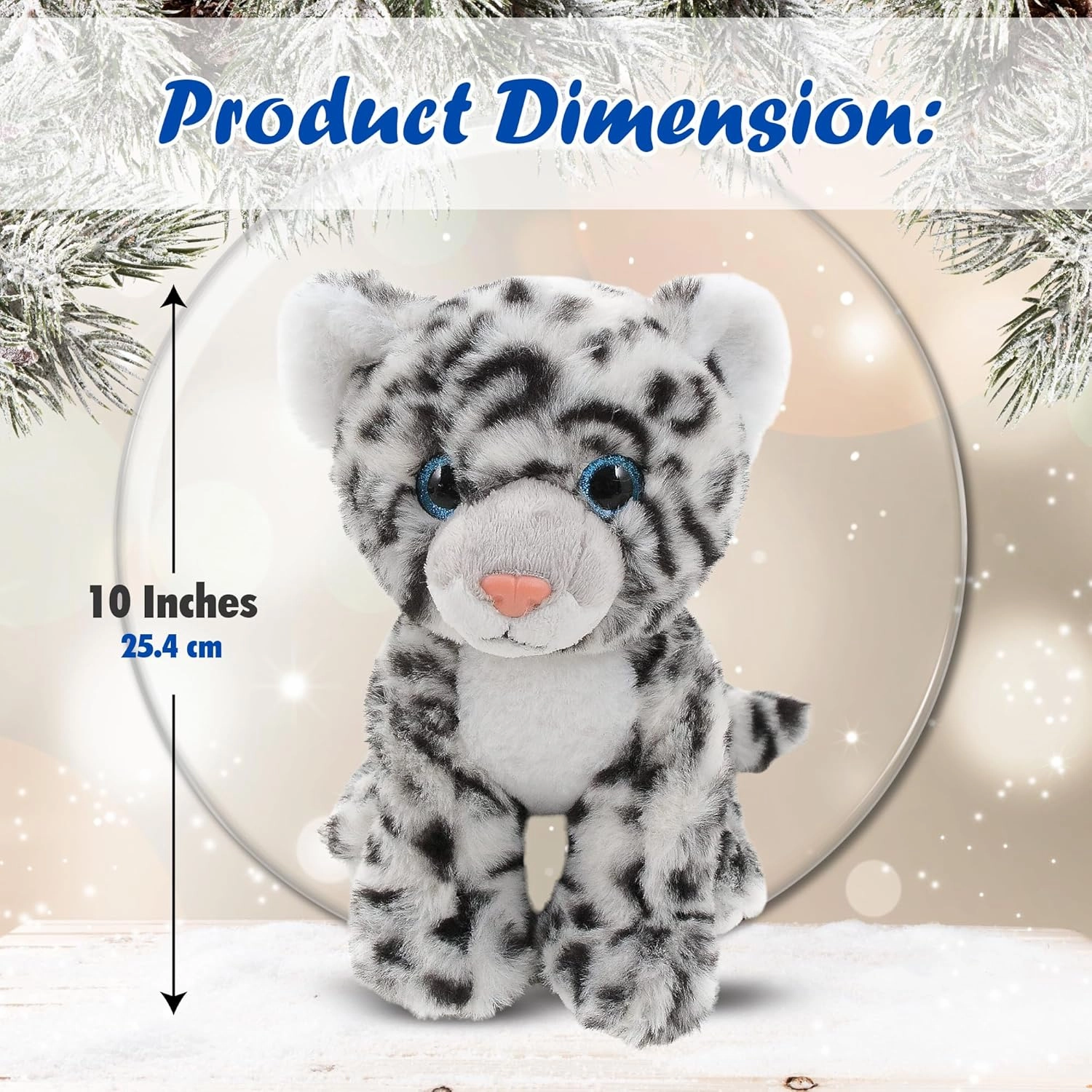 Plushland 10 Inch Snow Leopard Stuffed Animal Plush Toy,Cuddles Toy Best Gift for Kids,Home and Car Decor (Snow Leopard)
