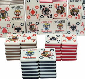 Poker Playing Cards on Plastic Tiles - Standard Deck of 52 Cards w/2 Jokers. Red, Black or Brown Back Two-Tone. Cardian Brand