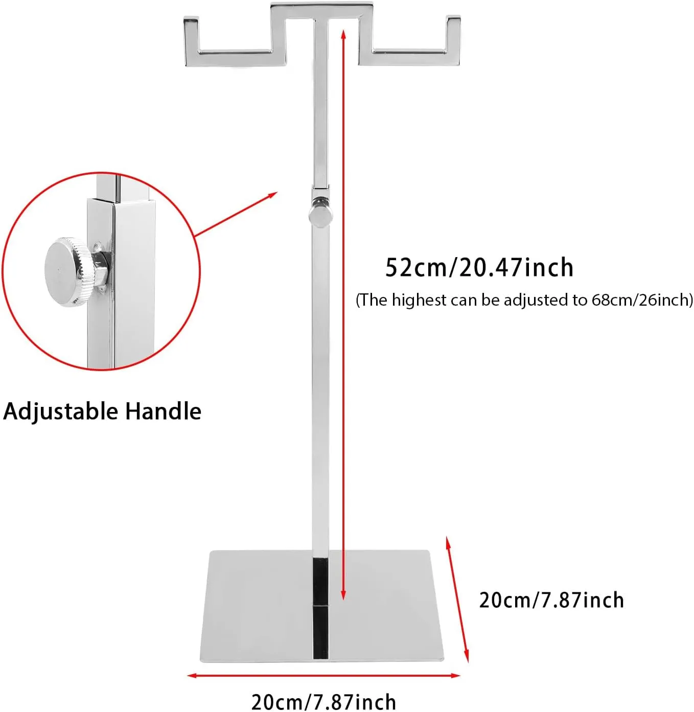 Polmart Countertop Adjustable Double-Hanger Display Stand for Hangbag, Wreath and Crafts, Silver