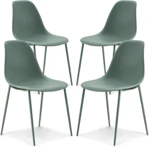 POLY & BARK Isla Modern Kitchen Chairs Set of 4 - Plastic Dining Chair with Metal Legs - Quick Assembly Simple Cafe Chairs Plastic for Indoor or Outdoor - Pistachio Green