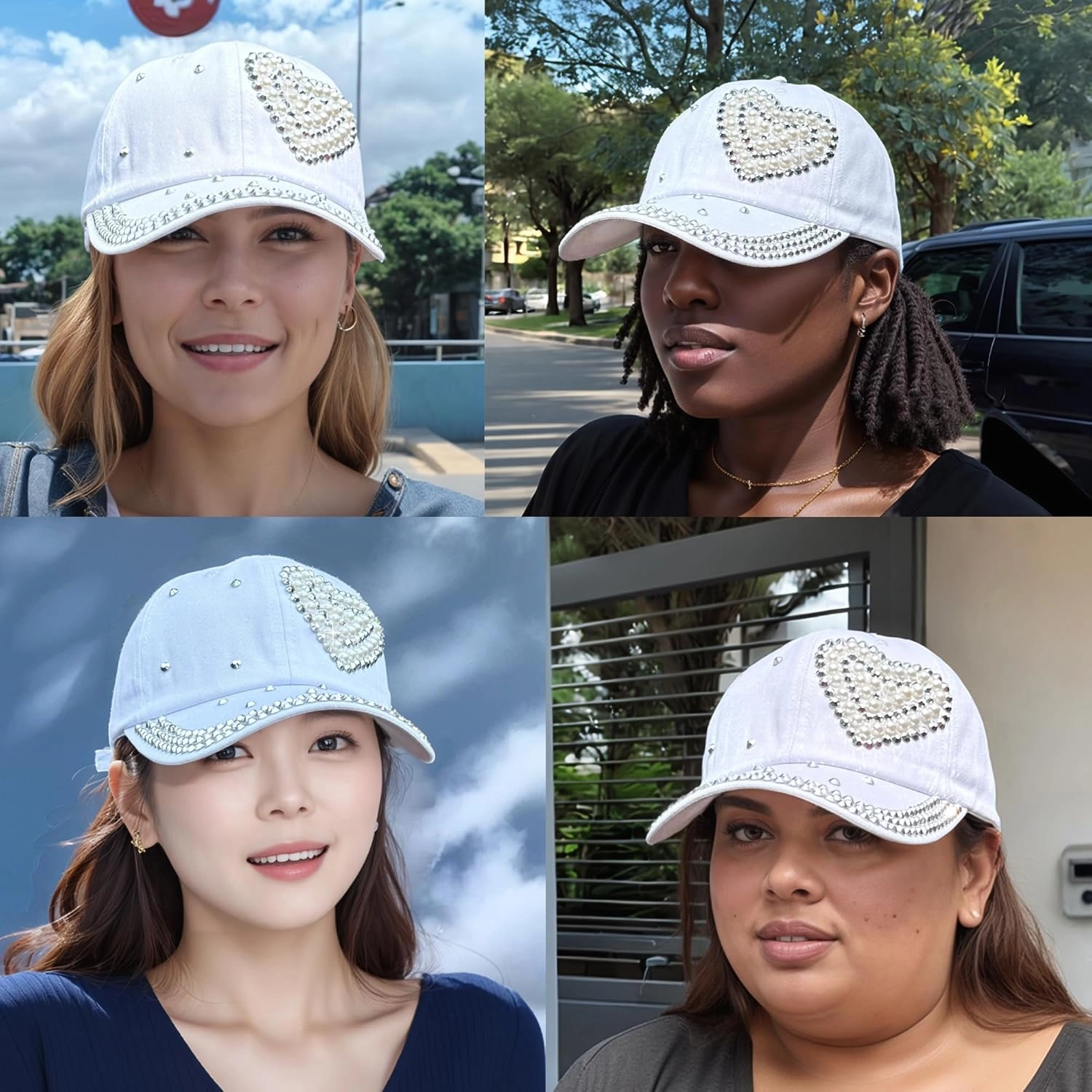 Popfizzy Bedazzled Hat for Women, Rhinestone Denim Hat, Fun Adult Bling Hats, Birthday Gifts for Women, Adjustable, One Size