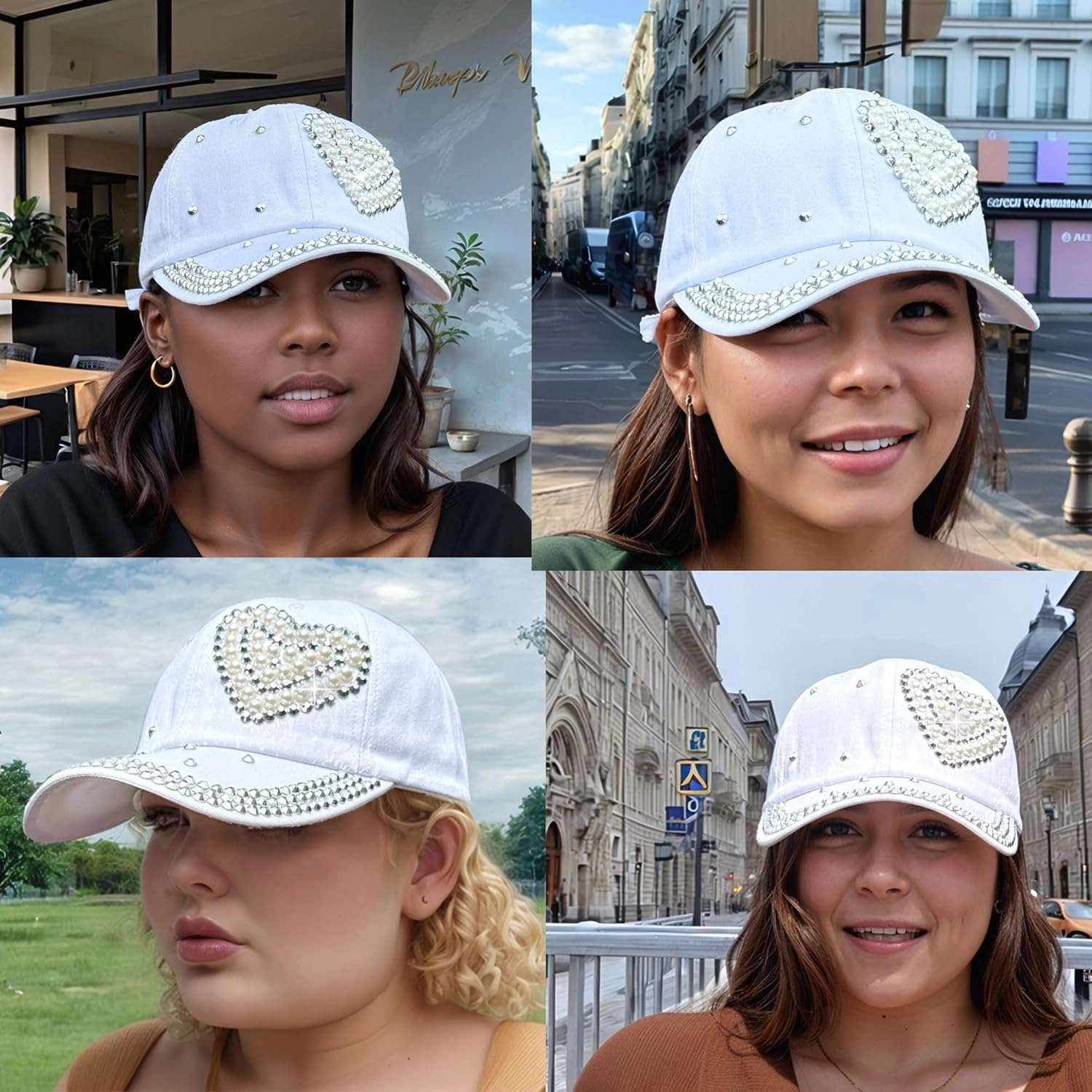 Popfizzy Bedazzled Hat for Women, Rhinestone Denim Hat, Fun Adult Bling Hats, Birthday Gifts for Women, Adjustable, One Size