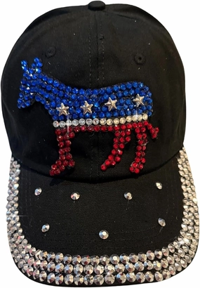 Popfizzy Bedazzled Hat for Women, Rhinestone Denim Hat, Fun Adult Bling Hats, Birthday Gifts for Women, Adjustable, One Size