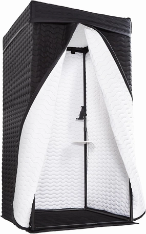 Portable Vocal Booth - Studio Grade Echo-Free Recording Booth for Voiceover, Podcast & Singing, Home Studio/Sound Isolation Booth with Light & Travel Bag (WAVE-BLK WHT, XL)