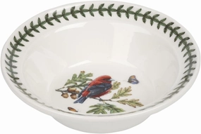 Portmeirion Botanic Garden Birds Oatmeal Bowl - Scarlet Tanager, 6.5" Earthenware Tableware - Dishwasher & Microwave Safe, Vintage-Inspired Made in the UK - Mix & Match Gift Collection
