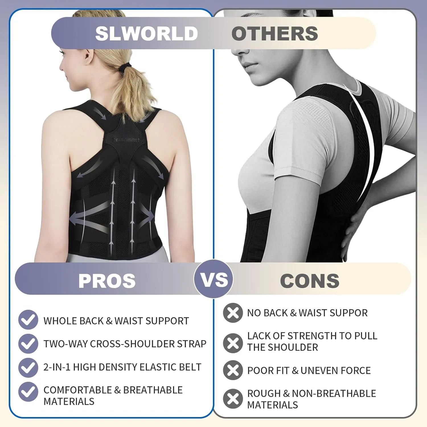 Posture Corrector for Women and Men Upgraded Back Brace, Adjustable Full Back Support for Upper and Lower Back Pain Relief, Shoulder Straightener for Hunchback, Scoliosis, Lumbar, Spine (Black, Large)