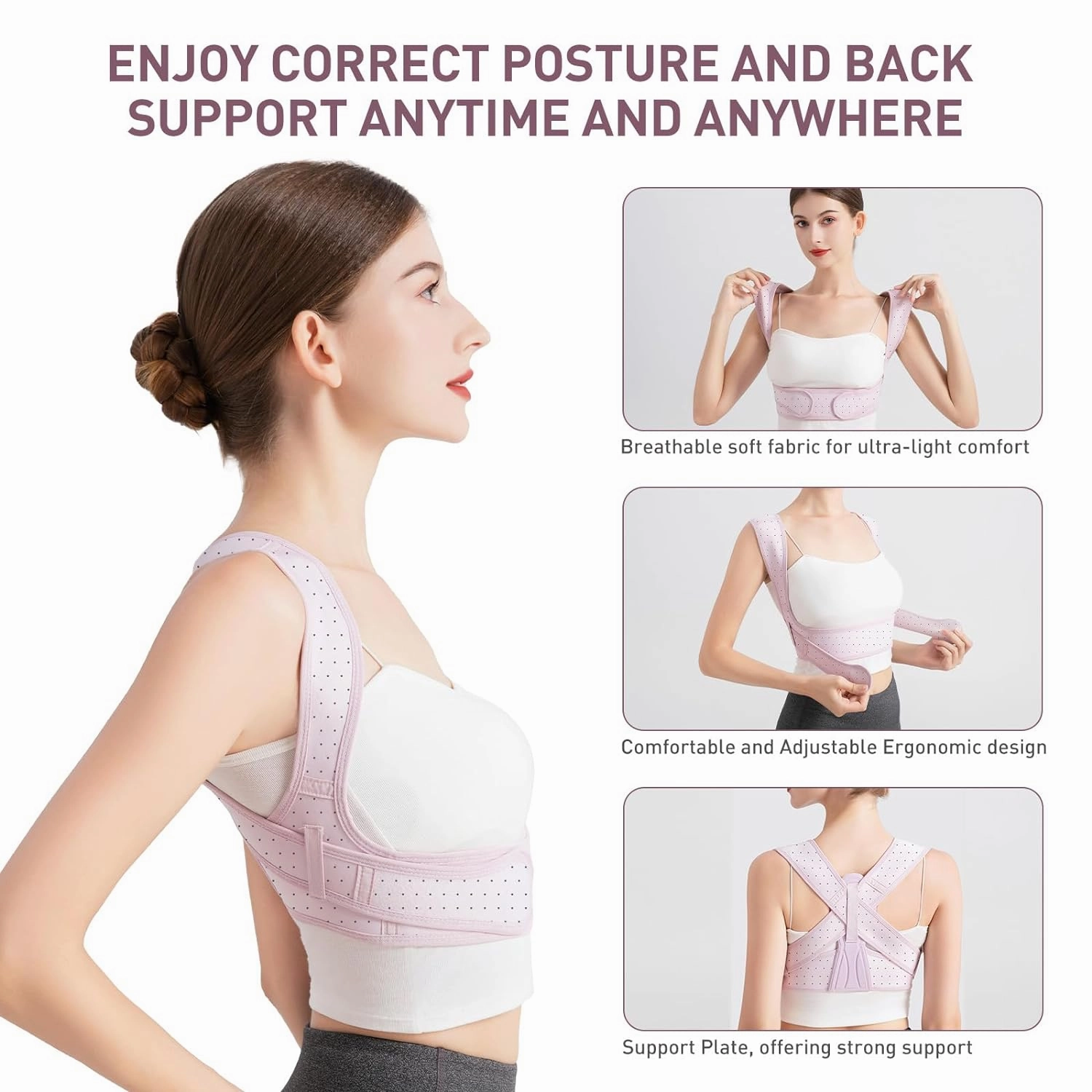 Posture Corrector For Women, Adjustable Back Brace For Posture, Back Posture Corrector Providing Pain Relief From Lumbar, Neck, Shoulder, And Clavicle, Back (S/M Upper Waist 25-36 Inch)