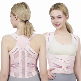 Posture Corrector for Women and Men Upgraded Back Brace, Adjustable Full Back Support for Upper and Lower Back Pain Relief, Shoulder Straightener for Hunchback, Scoliosis, Lumbar, Spine (Pink, Small)