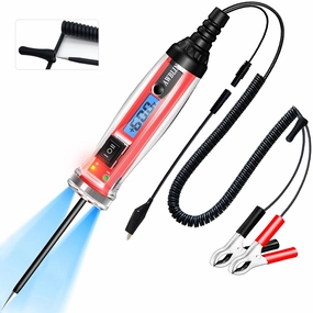 Power Circuit Probe Tester, LCD Digital Automotive Test Light with Voltage Display&Illumination, DC Voltage Tester, Electrical System Tool, Relay Fuse Continuity Current Test.