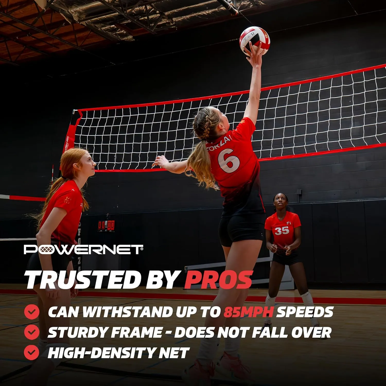 PowerNet Portable Volleyball Net for Backyard Training, Indoor Outdoor Volleyball Practice Equipment, Great for Hitting Serving Drills Small Scrimmage or 1 On 1 Game