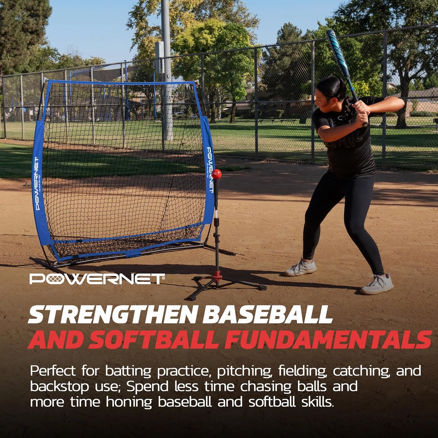 PowerNet Baseball Net Bundle, 5x5 Travel Net With Softball Accessories for Hitting, Pitching, Training Equipment, Weighted Ball, Tee