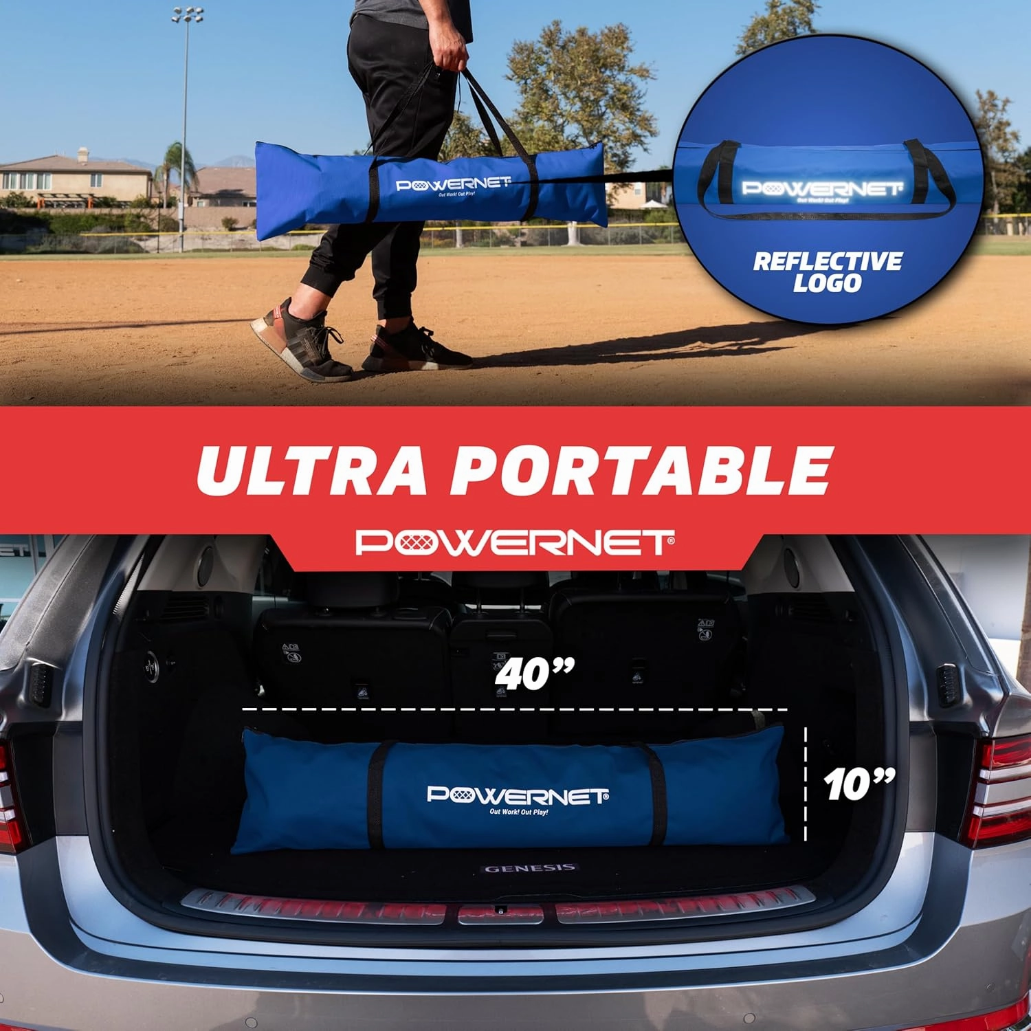 PowerNet Baseball Net Bundle, 5x5 Travel Net With Softball Accessories for Hitting, Pitching, Training Equipment, Weighted Ball, Tee