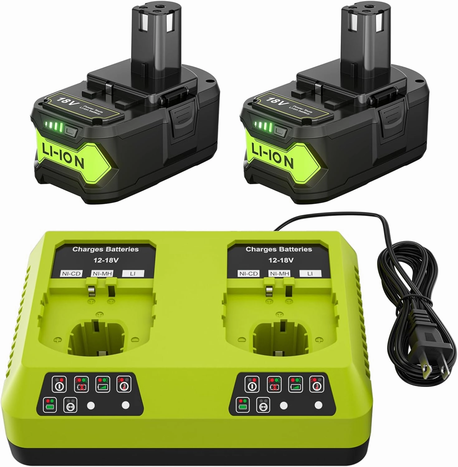 POWTREE 2Pack 7.0Ah P108 Battery   2Port P117 Charger Dual Channel Fast Charger for Ryobi Oneplus Battery P100 P102 P103 P105 P107 P108 P118 Ryobi 18v Battery and Charger Combo