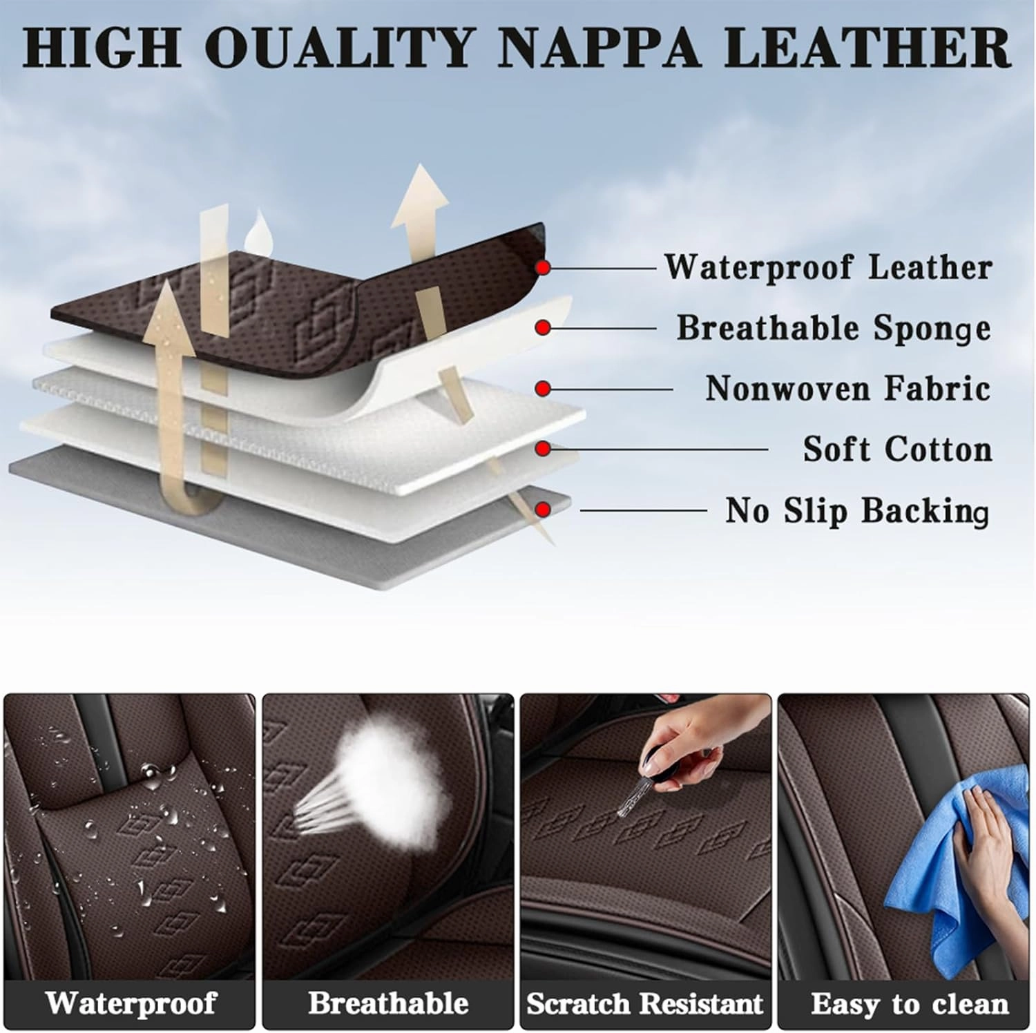 Premium Leather Seat Covers for Mercury Sable 2000-2009,Car Seat Covers Front Set,Waterproof Car Seat Protectors with Airbag,Comfort Interior Cover Seats for Cars(Black Brown,Pillows)