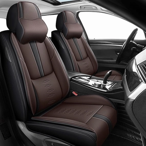 Premium Leather Seat Covers for Mercury Sable 2000-2009,Car Seat Covers Front Set,Waterproof Car Seat Protectors with Airbag,Comfort Interior Cover Seats for Cars(Black Brown,Pillows)