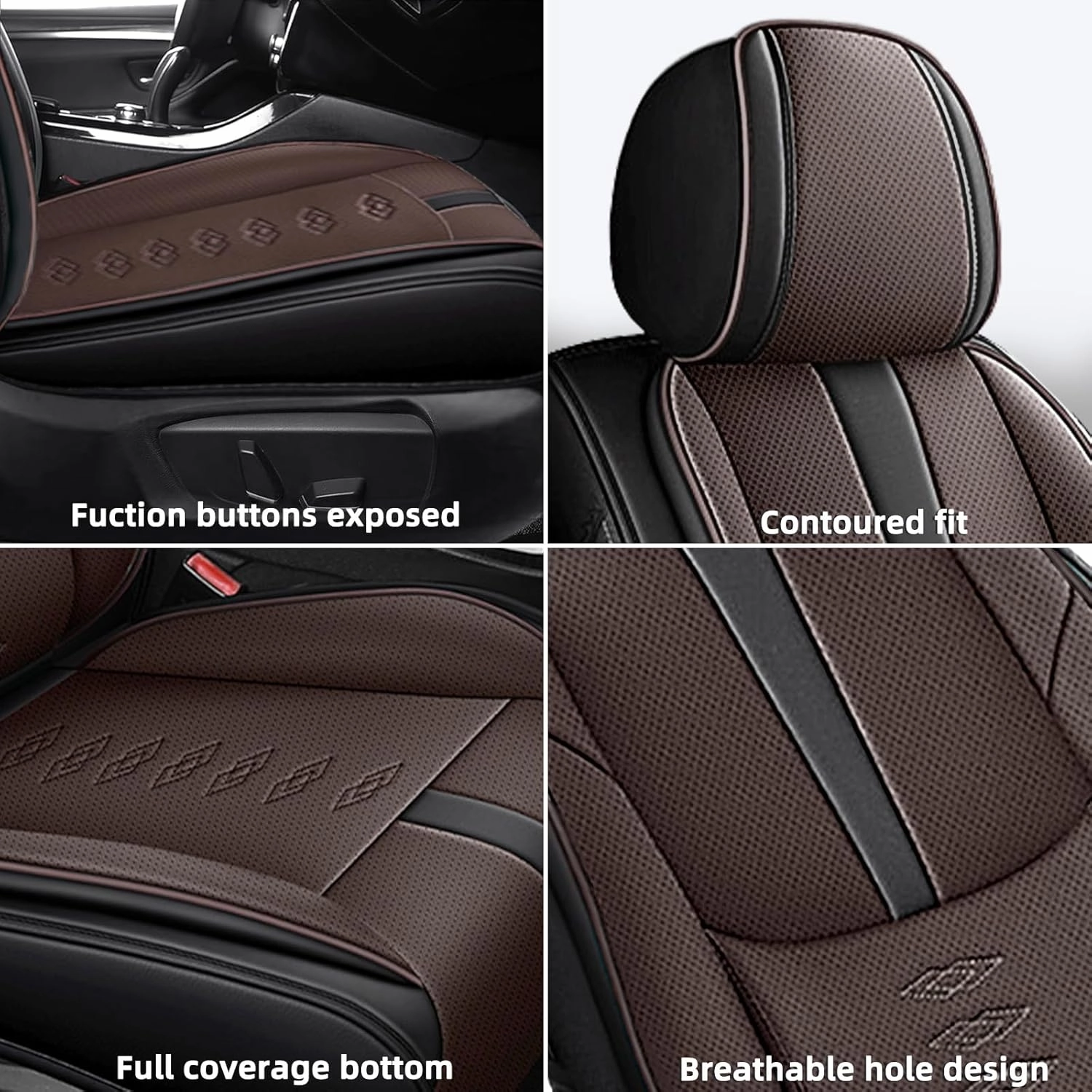 Premium Leather Seat Covers for Mercury Sable 2000-2009,Car Seat Covers Front Set,Waterproof Car Seat Protectors with Airbag,Comfort Interior Cover Seats for Cars(Black Brown,Pillows)