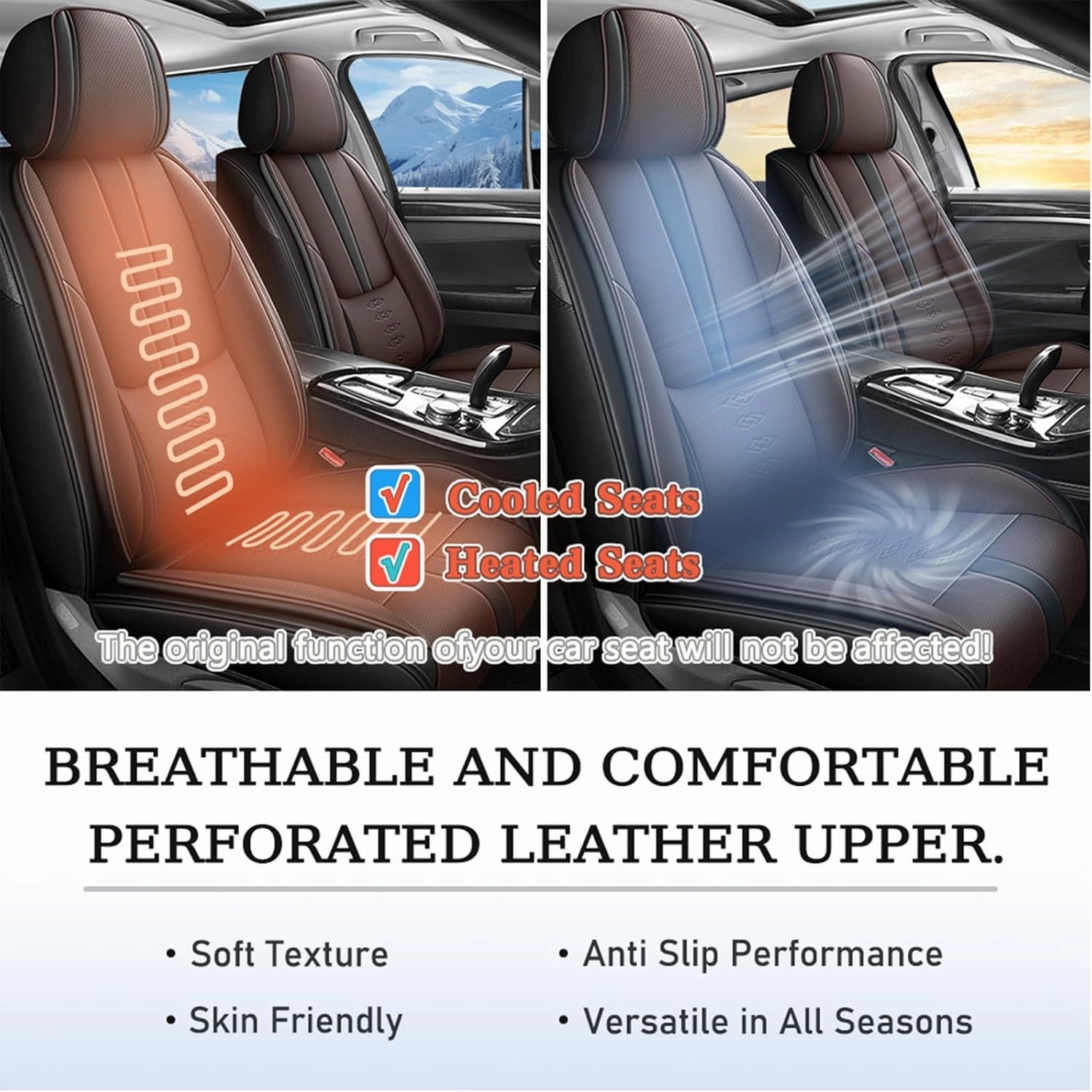 Premium Leather Seat Covers for Mercury Sable 2000-2009,Car Seat Covers Front Set,Waterproof Car Seat Protectors with Airbag,Comfort Interior Cover Seats for Cars(Black Brown,Pillows)