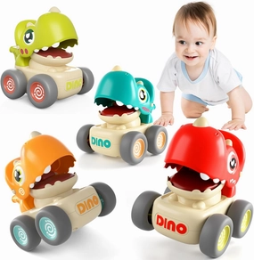 Press and Go Dinosaur Car Toys for 1 Year Old Boy|First Birthday Gift with Whistle|Baby Toys 12-18 Months Toddler Age 1-2| Cars for Toddlers 1-3