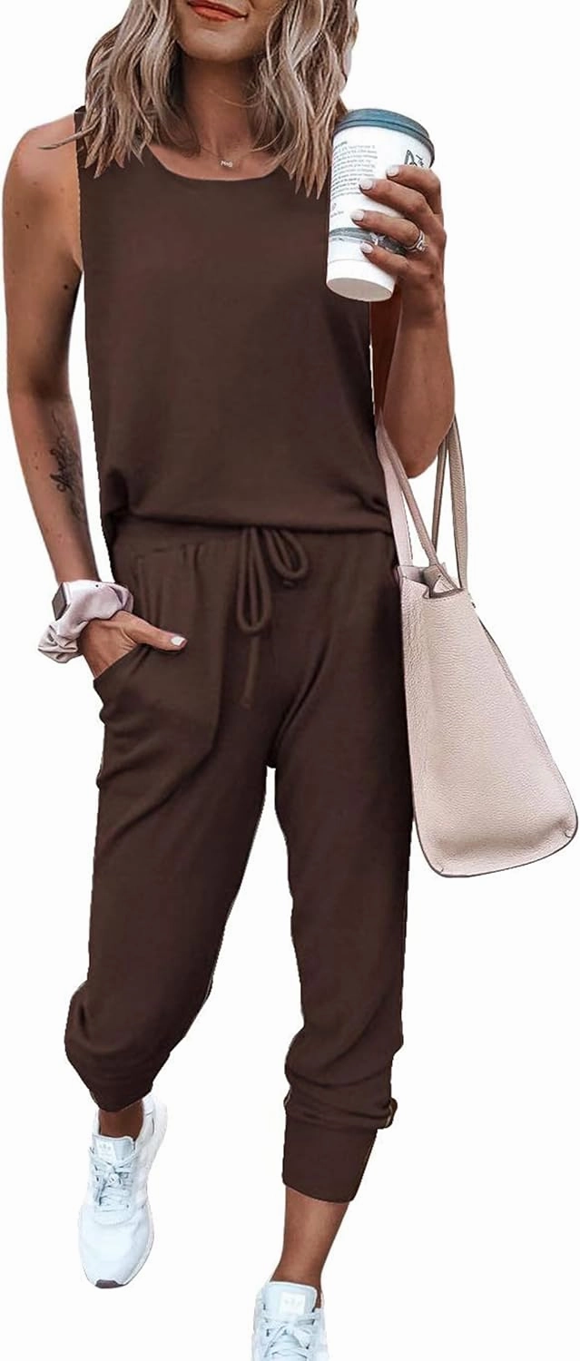 PRETTYGARDEN Women's Two Piece Outfit Sets Casual Summer Sleeveless Crewneck Tops and Sweatpants Active Tracksuit Lounge Wear