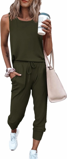PRETTYGARDEN Women's Two Piece Outfit Sets Summer Casual Sleeveless Crewneck Tops Matching Travel Tracksuit Lounge Wear