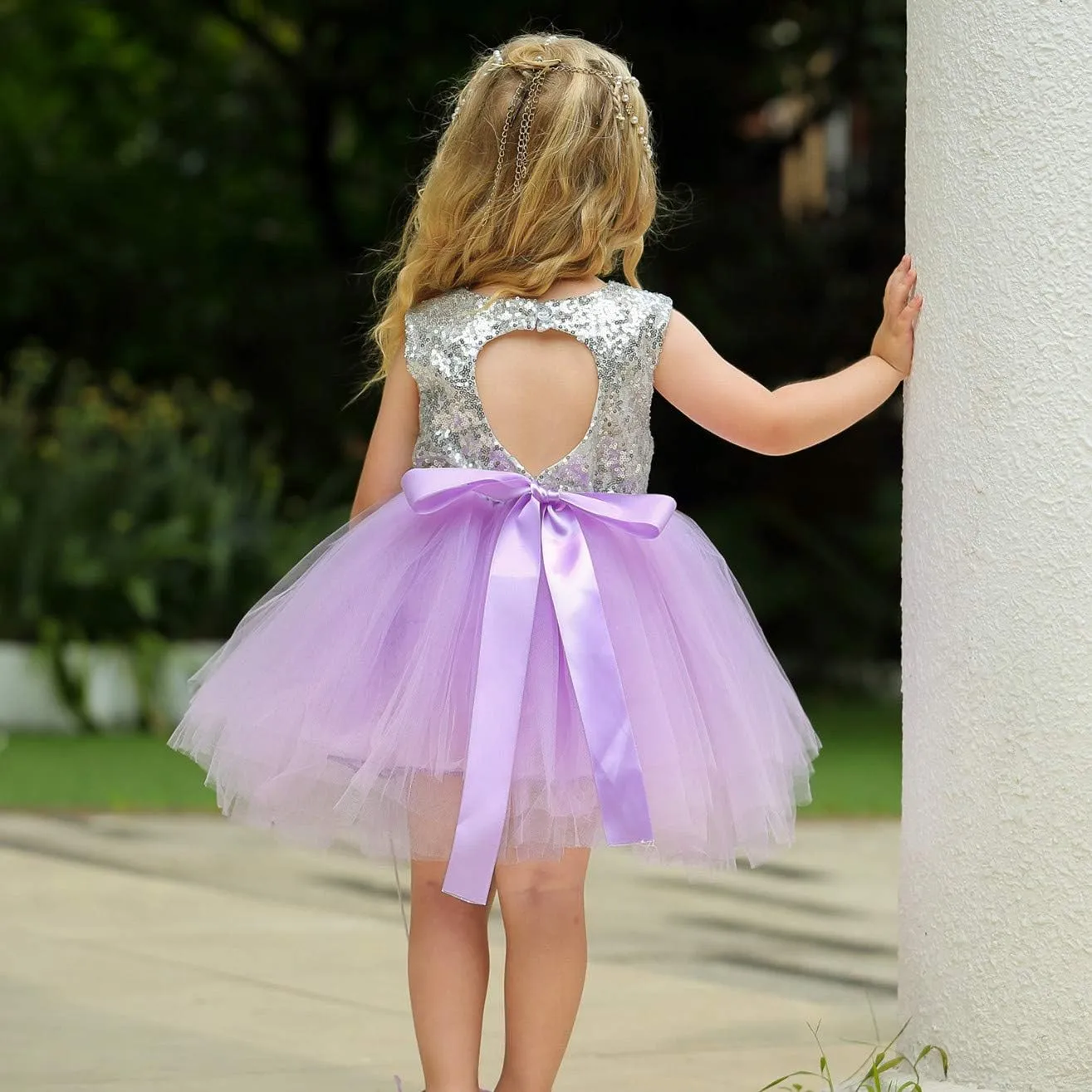 Princess Tulle Tutu Girl Dress Wedding Pageant Party Baby Dresses Sequin Backless Lace Flowers Newborn-7 Years