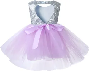 Princess Tulle Tutu Girl Dress Wedding Pageant Party Baby Dresses Sequin Backless Lace Flowers Newborn-7 Years