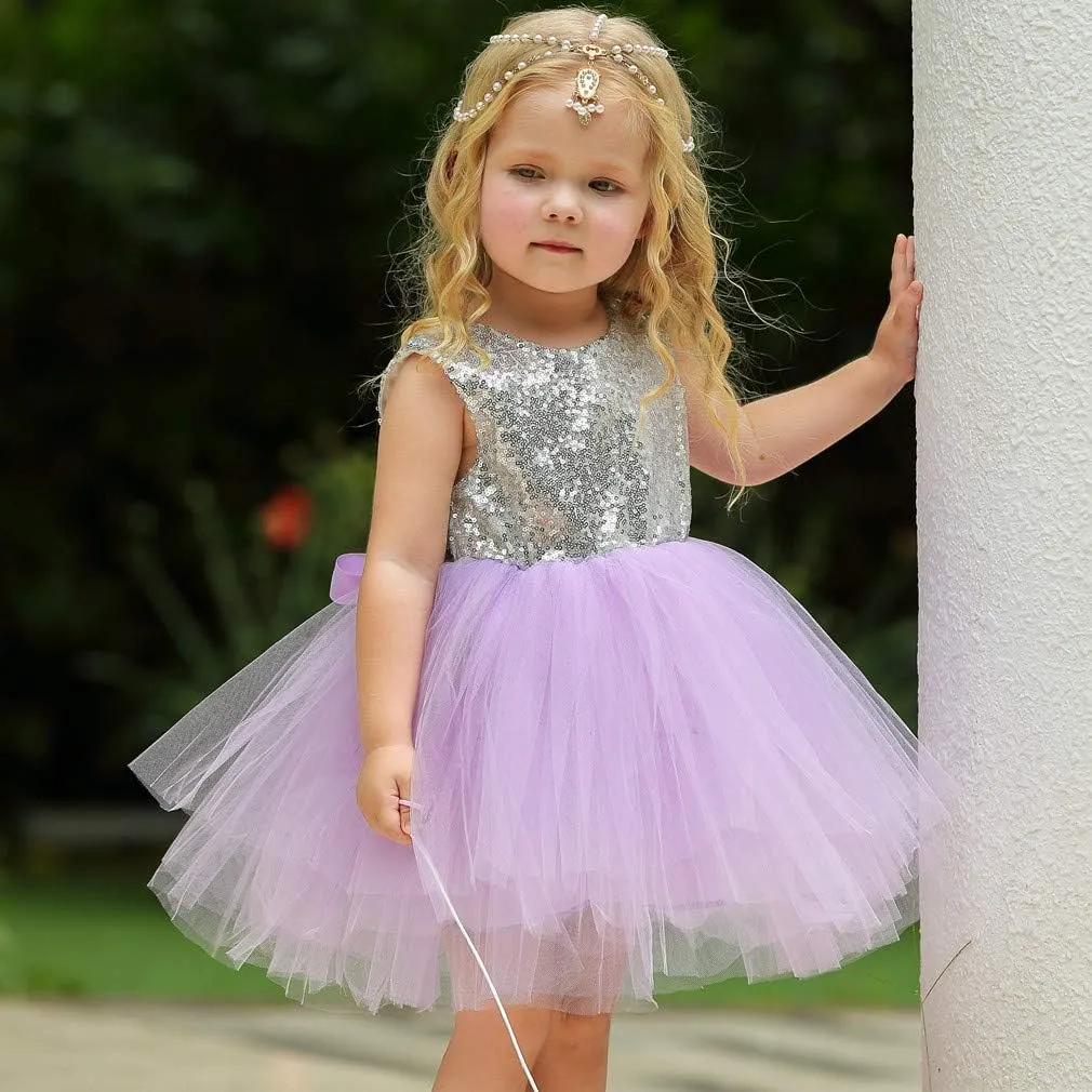 Princess Tulle Tutu Girl Dress Wedding Pageant Party Baby Dresses Sequin Backless Lace Flowers Newborn-7 Years