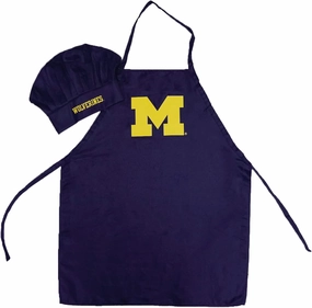 Pro Specialties Group Michigan Wolverines Chef Hat & Apron Set Blue