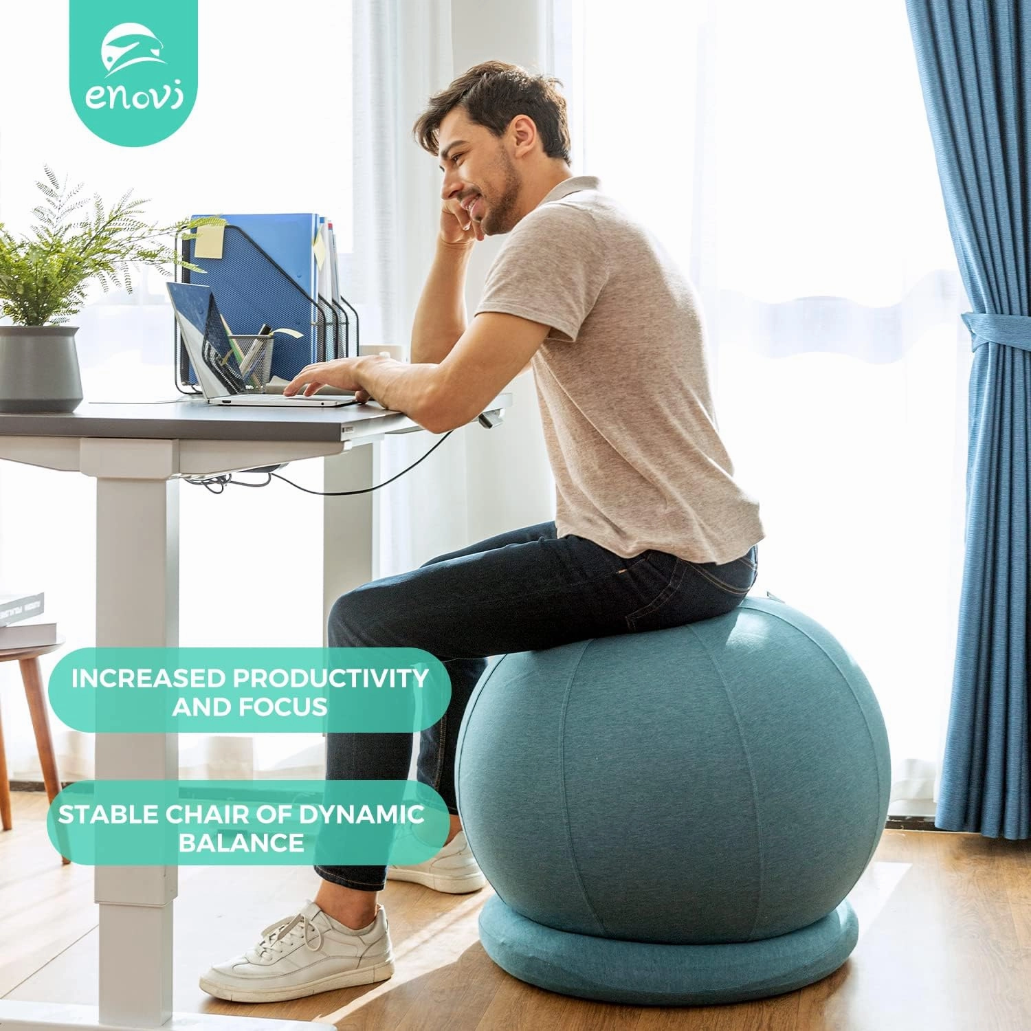 ProBalanceΩ Ball Chair, Yoga Ball Chair Exercise Ball Chair with Slipcover and Base for Home Office Desk, Birthing & Pregnancy, Stability Ball & Balance Ball Seat to Relieve Back Pain, Multiple color size