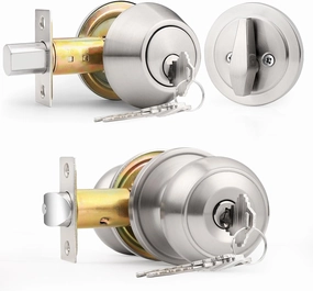 Probrico 1 Pack Entry Door Knob Set with Single Cylinder Deadbolt Combo Set, Keyed Alike Brushed Nickel Door Knobs with Lock and Keys for Entrance Front Door
