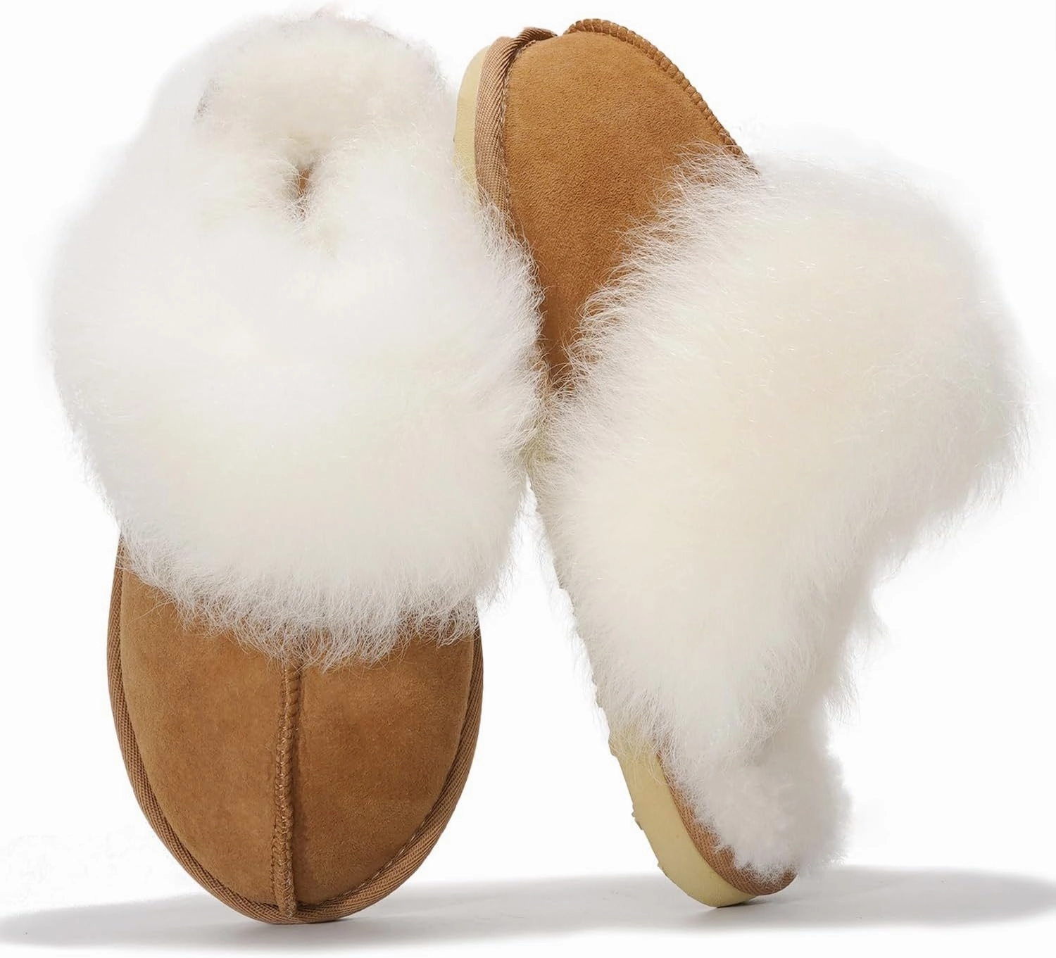 Project Cloud 100% Australian Sheepskin Scuff Slippers for Women - Genuine Shearling Memory Foam Slides for Women - Non-Slip Womens Slippers (Ryann)