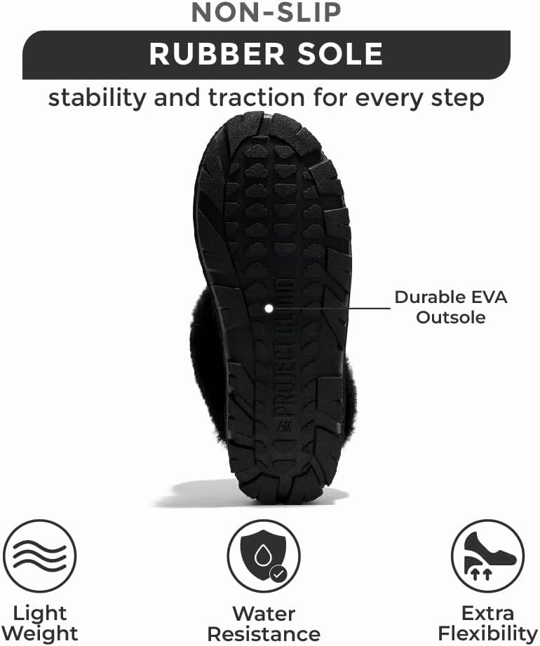 Project Cloud House Slippers for Women - Genuine Leather & Natural Fur Lining Fluffy Slippers - Cozy Memory Foam Womens Shoes (Hedy)