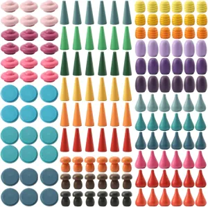 Promise Babe 162 PCS Wooden Loose Parts Toy Rainbow Stacking Toy for Toddlers, Sensory Play Set Colorful Montessori Materials Preschool Learning Building Toys for Boys Girls