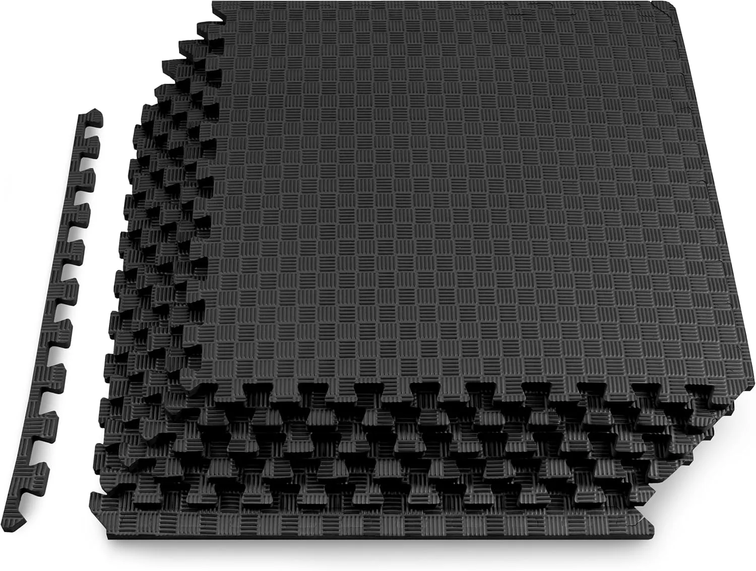 ProsourceFit Exercise Puzzle Mat 1-in, Checkered EVA Foam Floor Tiles w/ Non-Slip Texture, Gym Mat w/ Interlocking Foam Tiles for Adjustable Surface, Shock Absorbing, Waterproof Gym Flooring, Grey