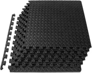ProsourceFit Puzzle Exercise Mat ½ in, EVA Interlocking Foam Floor Tiles for Home Gym, Mat for Home Workout Equipment, Floor Padding for Kids, Grey, 24 in x 24 in x ½ in, 144 Sq Ft - 36 Tiles
