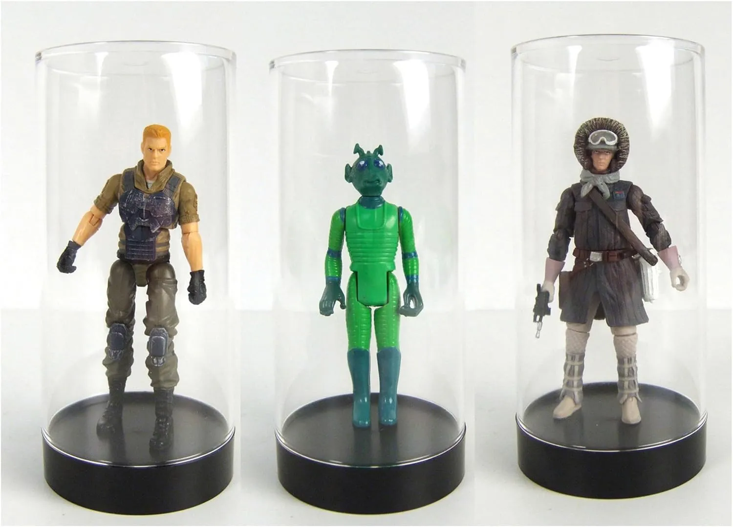 Protech CC-5 Round Storage / Display Acrylic Action Figure Display Case with Black Base, 2.25" W x 4.75" H x 2.25" D, 2-Pack