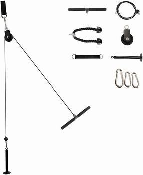 Pull Down and Lift Weight Pulley System, Cable Pulley System, Tricep Rope with DIY Loading Pulley System and Adjustable Length for Home Gym Sport Trainning Equipment