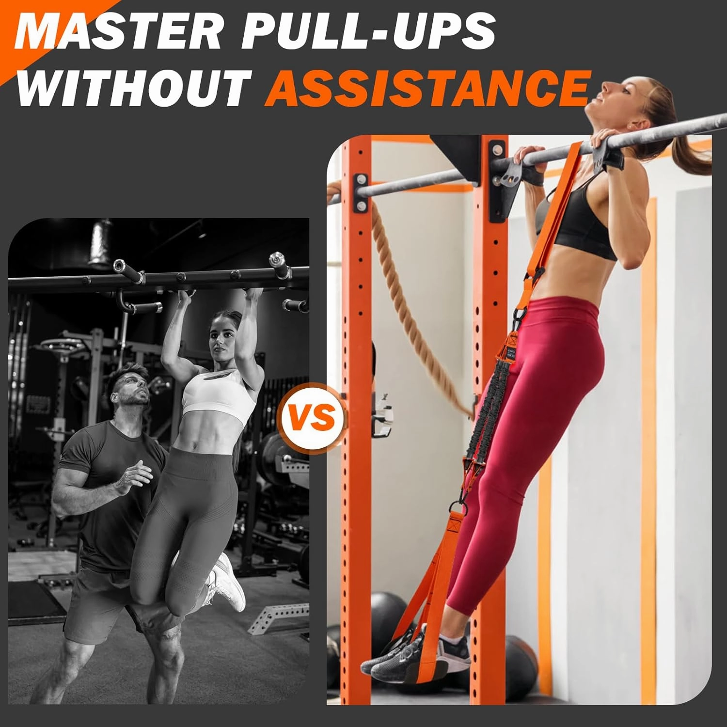 Pull Up Assistance Bands 50-350lbs, Heavy Duty Pull Up Workout Band with Feet Rest, Resistance Band for Pull Up Bar Bands, Pull Up Assist Band Strength Training Workout Equipment, Height Adjustable