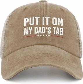 Put It On My Dad's Tab Hat Womens Retro Tennis Hats for Womens AllBlack Caps Cute for New Job