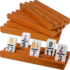 Queensell Domino Holders for Mexican Train - Domino Trays Set of 4 - Mexican Train Accessories - Domino Racks from Mexican Train Game