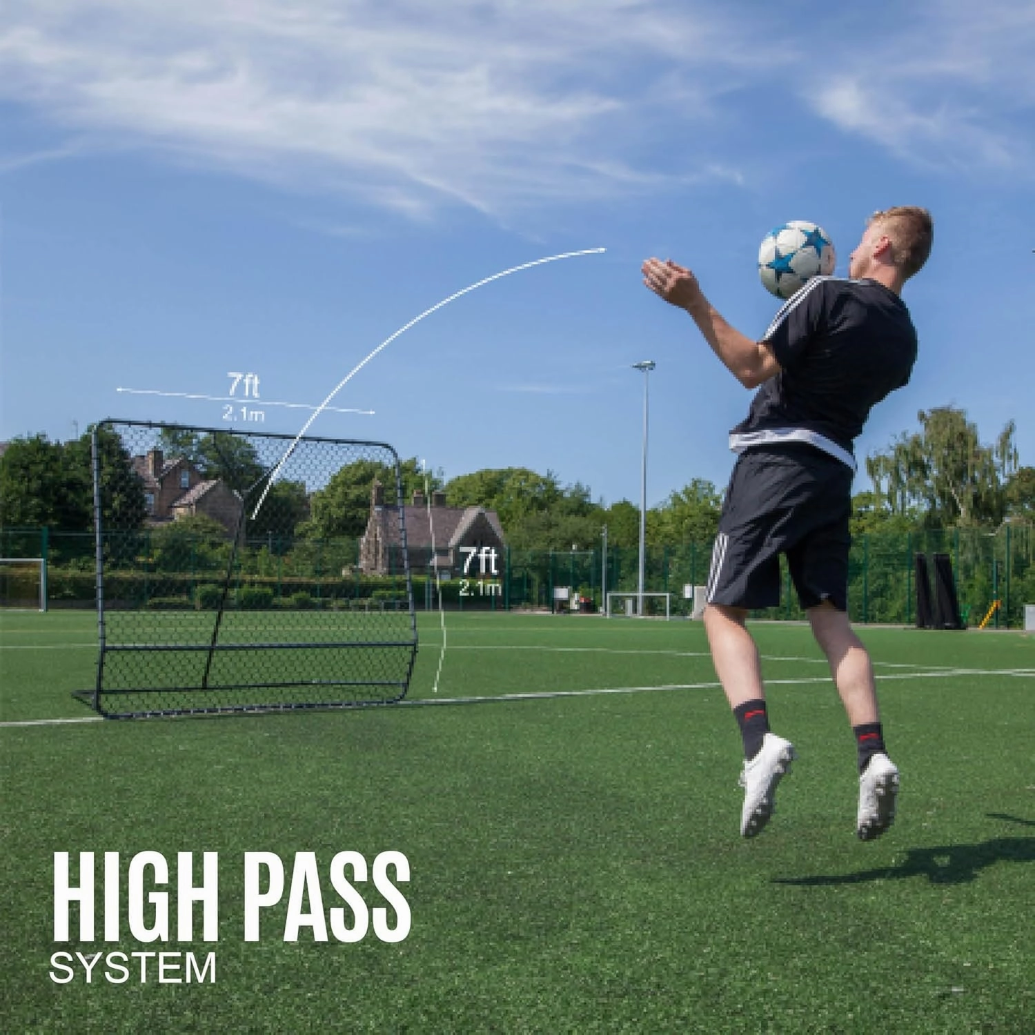 QuickPlay PRO Adjustable Steel Angle Rebounder – Multi-Sport Training Net for Soccer, Baseball & Softball- Available in 3x3', 5x5', & 7x7' Sizes – Perfect for Backyard Practice and Skills Training