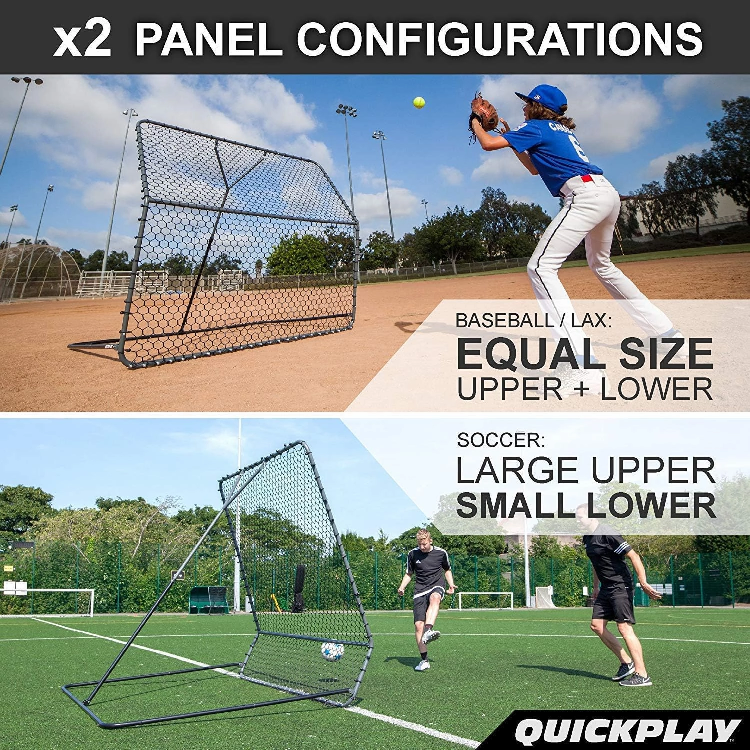 QuickPlay PRO Adjustable Steel Angle Rebounder – Multi-Sport Training Net for Soccer, Baseball & Softball- Available in 3x3', 5x5', & 7x7' Sizes – Perfect for Backyard Practice and Skills Training