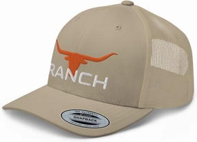 Ranch Texas Orange Longhorn Western Trucker Hat Country Rodeo Cowboy Farm Embroidered Snapback Baseball Cap