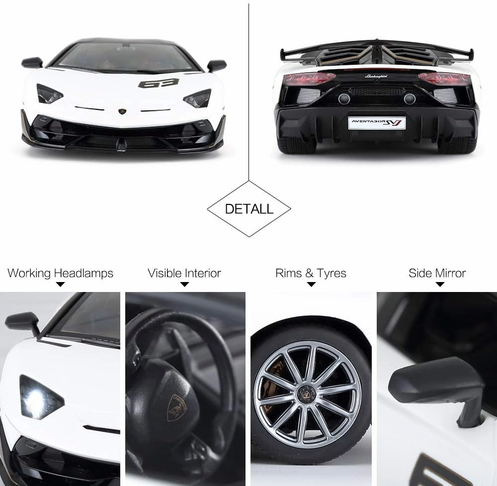 RASTAR Toy Lamborghini Car 1:14 Lamborghini Aventador SVJ Remote Control Model Car, Super RC Sport Racing Car for Kids Boys Gifts, 2.4GHz / White