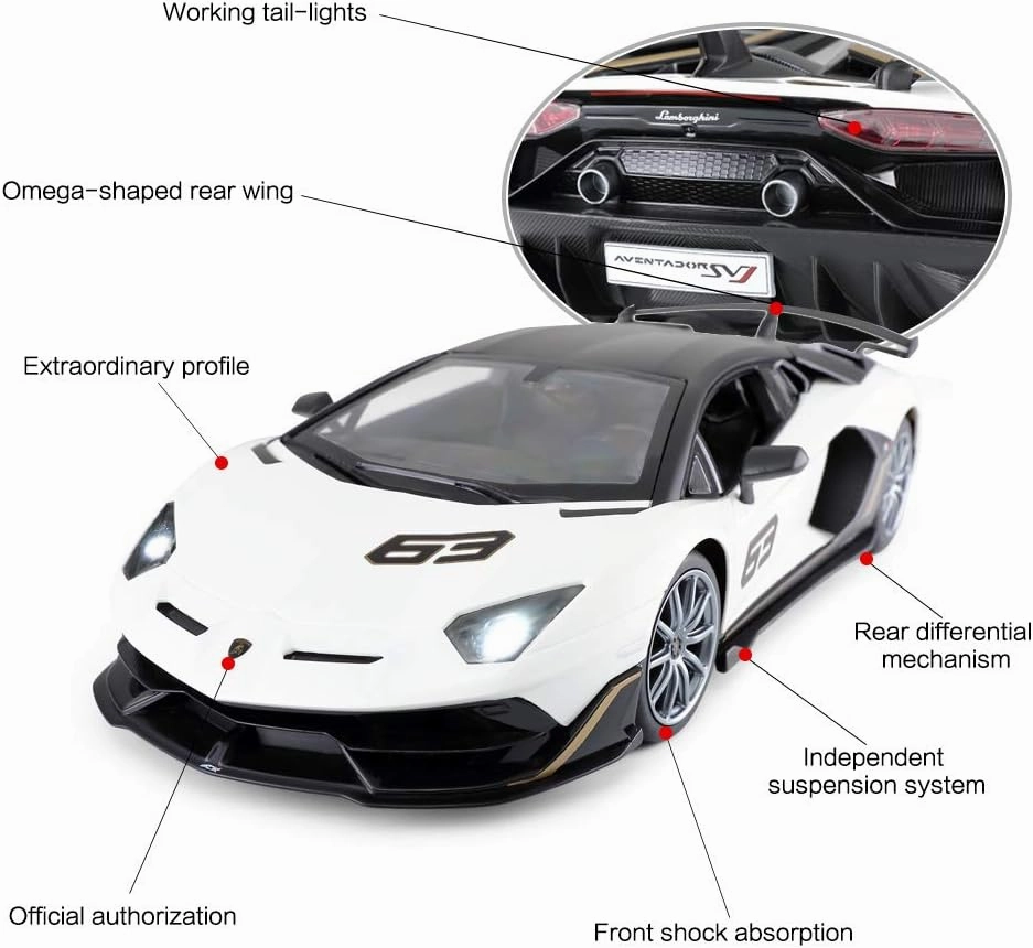 RASTAR Toy Lamborghini Car 1:14 Lamborghini Aventador SVJ Remote Control Model Car, Super RC Sport Racing Car for Kids Boys Gifts, 2.4GHz / White