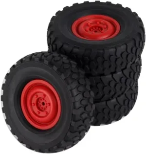 RC Car Accessories Compatible with MN D90 for MN98 for MN99S for WPL C14 C24 C34 B14 B24 for LDRC P06 RC Car Parts Accessories 4pcs 72mm Soft Tire Wheel(Red)